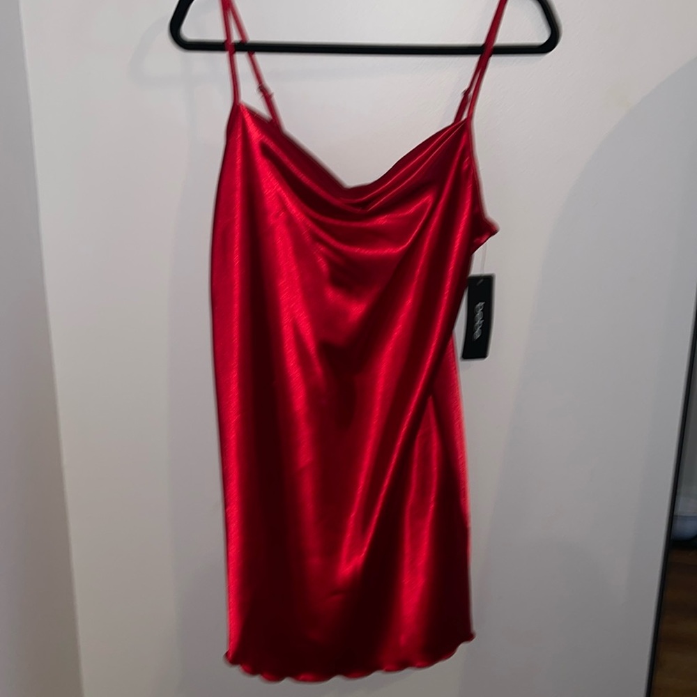 BEBE Red Satin Slip Dress. Perfectt Red! Perfect for Valentine's Day! NWT